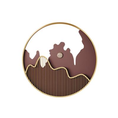 China Customizable (height) adjustable minimalist mountain shaped round iron wall decoration sofa background wall decoration metal living room dining room for sale