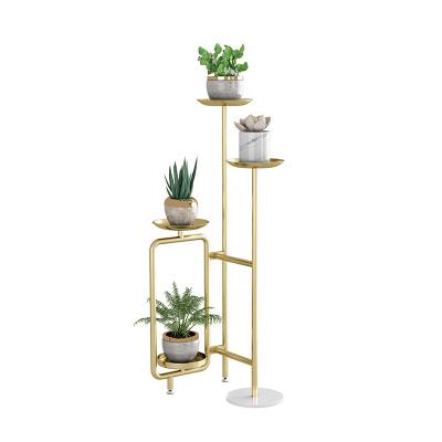 China (Other) Adjustable 4 Tier Ladder 2 Flower Stand Wedding Indoor Metal Shelf Tall Iron Gold Display Stand Designs Planter Potted Plant Flower Stand for sale