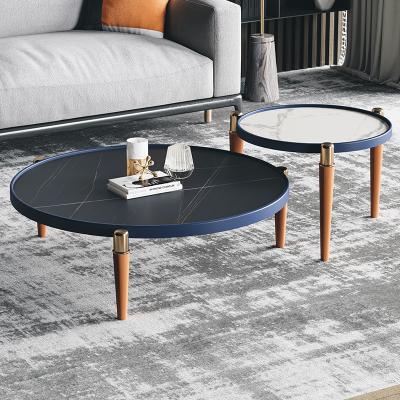 China Italian modern luxury creative leather adjustable rock dish light round coffee table marble combination (the other) for sale