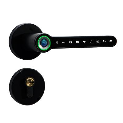 China Doors Lever Lock Smart Code Anti-peep Electric Wood Split Coin Alloy Biometric Fingerprint Handle Lock for sale