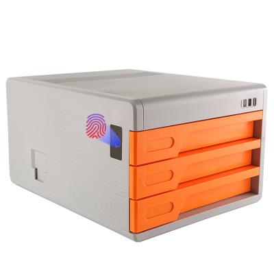 China Storage Box Desktop Fingerprint Drawers Desktop Mobile Fingerprint Binder 3 Mobile Office Binder 3 Smart Safe Box for sale