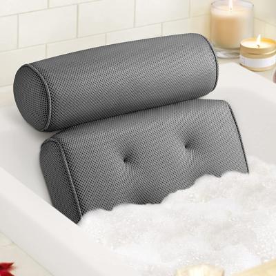 China Wholesale Viable Gray Mesh 3D Bathtub Pillow 3d Bath Pillow Luxury Spa Bath Pillow For Tub for sale