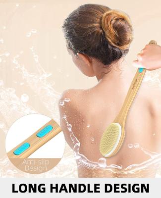 China Lotus Wood Natural Body Massage Long Handle Bath Brushes For Shower for sale