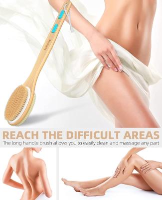 China Lotus Wood Natural Body Massage Long Handle Bath Brushes For Shower for sale