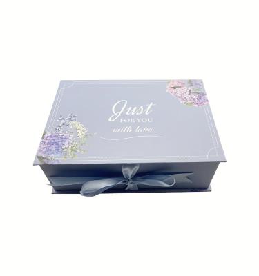 China Recycled materials wholesale custom printing luxury wedding favors gift flip box dresses packag dresses packaging magnetic collapsible box with ribbon for sale