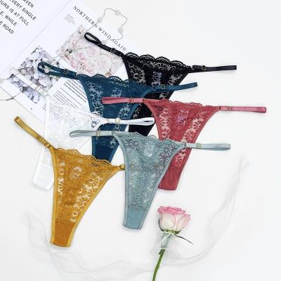 China Wholesale High Quality Custom Made Breathable Mesh Lady Lace Sexy Panties Sheer Transparent Plus Size Adjustable Waistband Panties For Women for sale