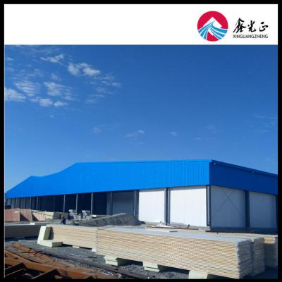 China Hot-Rolled / Cold-Formed Columns Prefabricated Warehouse Building Sandwich Panel Steel Sheet Cladding For Durable Construction for sale