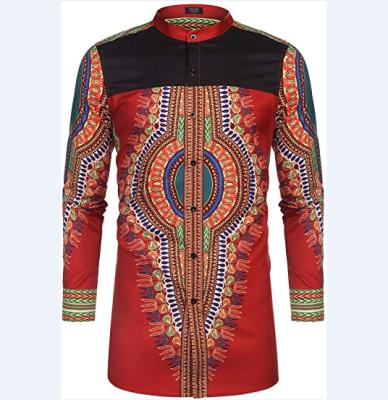 China Dropshipping embroidery clothing cotton long sleeve button up dashiki african shirt and pants for sale