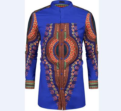 China Cotton Dropshipping embroidery clothing long sleeve button up men's African dashiki shirts wholesale for sale