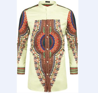 China Dropshipping RTS cotton long sleeve embroidery clothing button up wholesale men's African dashiki shirts for sale