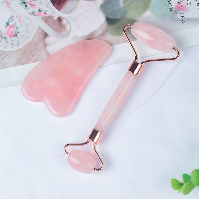 China Natural Face Skin Therapy Mounted Liters Healing Beauty Jade Crystal Face Roller for sale