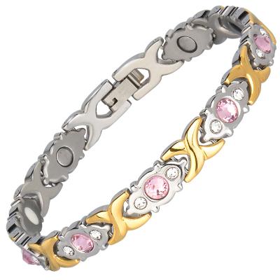 China Trendy Fashion Korea Jewelry Zircon 316L Stainless Steel Germanium Ladies Bracelet for sale