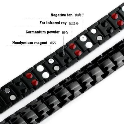 China Health Jewelry Men's Titanium Tungsten Stainless Steel Magnet Bracelet Fashion Double Line Health Jewelry for sale