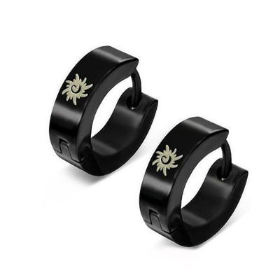 China Circle Earring Noble Black Stainless Steel Magnetic Hoop Earrings For Men for sale