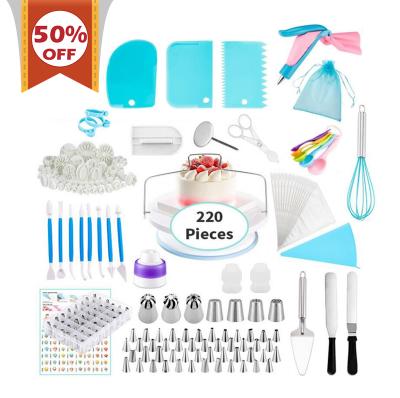 China Factory Sales Promotion 220Pcs Viable Pastry Baking Cake Decorating Accessories Cake Decorating Cake Tools for sale