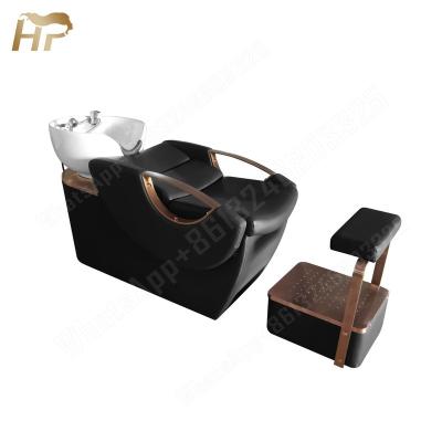 China Modern Modern Shampoo Bed Rose Gold Stainless Steel Hair Wash Chair Cuddling Unit Bowls For Beauty Salon Customizable Furniture for sale