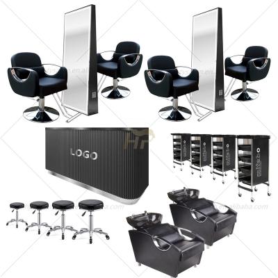 China New Arrivals Black Silver Modern Salon Package Barber Shop Furniture Set Barber Shop Quality Cheap Salon Equipment HP2022C for sale