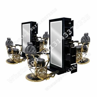 China 1 Type Leather Original Synthetic Barber Shop Mirror Station Furniture Color Hardware General Product LED Light Salon Styling for sale