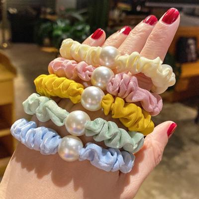 China Korean Hair Ring Ball Hair Accessories Elastic Band Cloth Headdress Large Intestine Hair Rope Bead Hair Ring Wholesale for sale