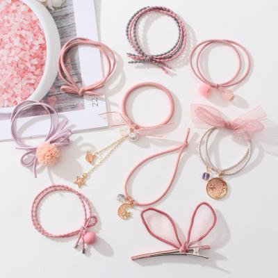 China Wholesale Korean Women's Hair Rope Hair Accessories Starry Sky Ponytail Elastic Hair Ring Simple Soft Main Set Cloth Women's Hair Rope for sale