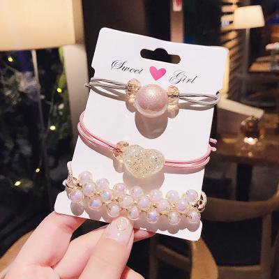 China Wholesale Dual-Use Korean Cute Head Rope Bracelet Elastic Hair Band Girl Headdress Cloth 3PCS Hair Bead Rope Bracelet for sale