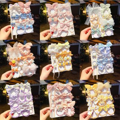 China 10pcs Children's Elastic Band Not Hurt Baby High Elastic Cute Bow Tie Hair Rope Flower Girl's Head Ring K-2030 for sale