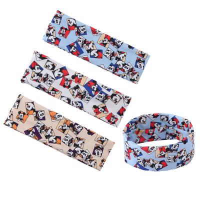 China Designer Mickey Mouse Cartoon Character Braid Headband Long and Headwrap Unisex Turban Silk Headband with Unisex Women Men for sale