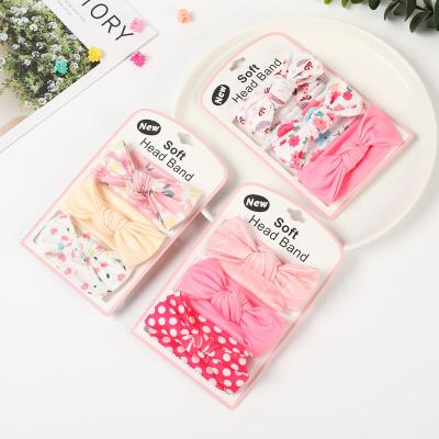 China New Style 3pcs Dropshipping Fashion 2022 Mom Daughter Turban Elastic Headband Floral Printing Headband For Mother Baby for sale