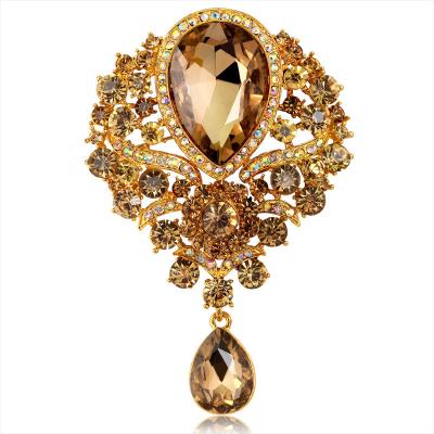 China Wholesale Hot-selling Female Hot-selling Popular Elegant Fashion Elegant Fashion Rhinestone Alloy Alloy Corsage Glass Pendant Brooch Pin Accessories for sale