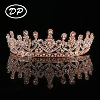 China Fashion DP Sliver Plated Gold Plated Fashion Luxury Wedding Crowns Tiara Bridal Tiara Miss Universe Pageant Crown Zircon Crown for sale