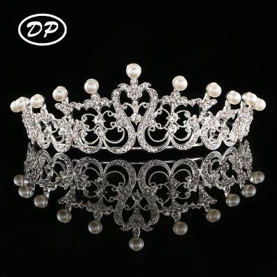 China Fashion new DP 2021 gold miss universe crystal diamond bridal rhinestone headband dance tiara wedding hair crown tiara for sale