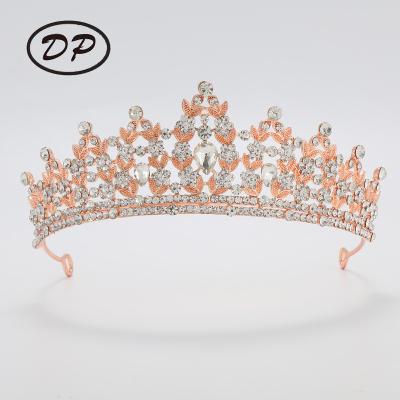 China Wholesale Fashion DP Gold Rhinestone Queen Wedding Bridal Princess Headbands Birthday Crowns Tiaras Prom Party Costume Christmas Gifts for sale