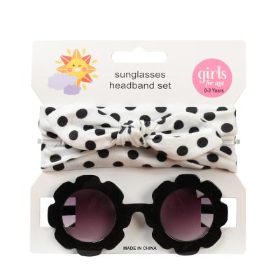 China 2pcs/set Cute Babies Headband Fashion Sunglasses Kids Sunglasses Cartoon Sunglasses and Bow Headband Anti-UV Se for sale