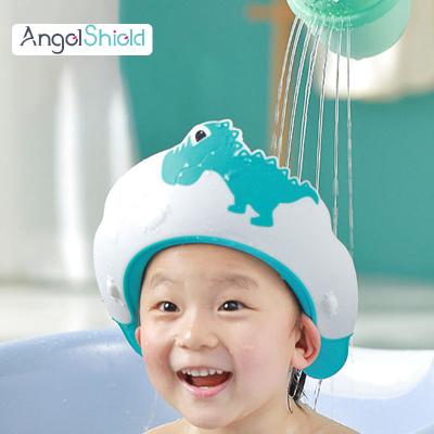 China New Design Viable Cartoon Dinosaur Baby Shower Cap Kids Hair Wash Adjustable Cap for sale