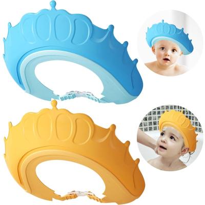 China Viable Hot Selling Crown Amazon AliExpress Baby Shower Hat Adjustable Waterproof Hair Washing Hat for sale