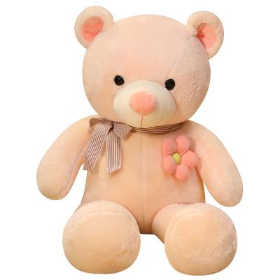 China Plush China Valentines 100CM Extra Large Soft Giant Stuffed Big Teddy Bear Baby Sleeping Plush Scarf Flower Bear for sale