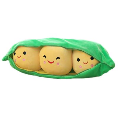 China Hot Selling Plush Toy Soft Stuffed Plush Toy Retractable Green Pea Pod 25cm Vegetable Plush Toy Children Gift Kids Toys for sale