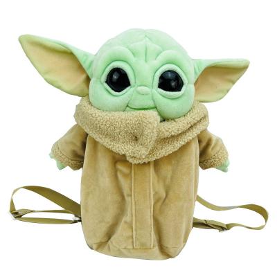 China High Quality 33CM Plush Backpack Baby Yoda Plush Backpack With Hard Eyes Baby Yoda Bags Backpack for sale