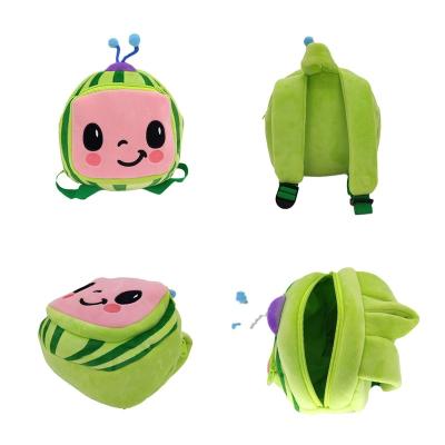 China 2022 JoJo Watermelon Plush Toy Backpack Watermelon School Bags Watermelon Cartoon Kids Soft Stuffed Toy Backpacks Birthday Gift For Children for sale