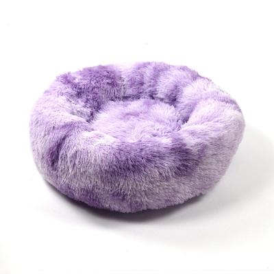 China 40cm Viable Nest Plush Cozy Dog Cat Sleeping Round Pet Nest Bed Luxury Warm Cat Bed for sale