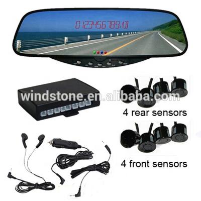 China Waterproof Hot Selling Btooth Rear View Mirror Car Kit With 8 Reversing Handsfree Parking Sensor for sale