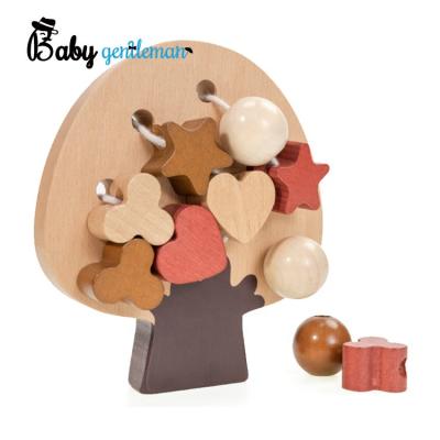 China Top fashion solid educational tree wooden threading wood+rope shapes games for toddlers Z11121E for sale