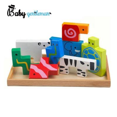 China Cartoon Toy Customize 3d Wooden Animal Blocks Games For Children Z14189A for sale