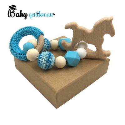 China Wholesales Handmade Solid Wood Baby Crochet Beads Teether Nursing Bracelet With Horse Z08277K for sale