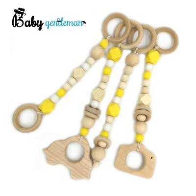 China Toy Wholesales Wood Silicone Beads Hanging Rattle Gym Soft Chewable Baby Toys Teether For Newborn Z08273K for sale