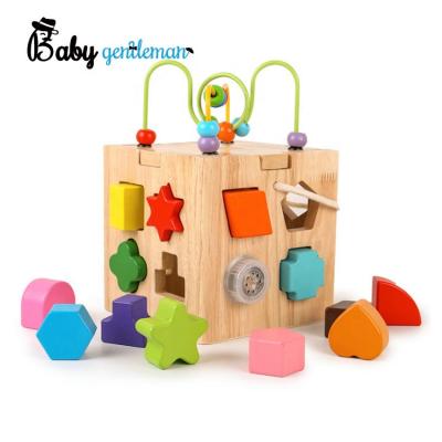 China Solid wood+rope+metal+environment protectional paint top sale toddler wooden activity cube for education Z12189D for sale