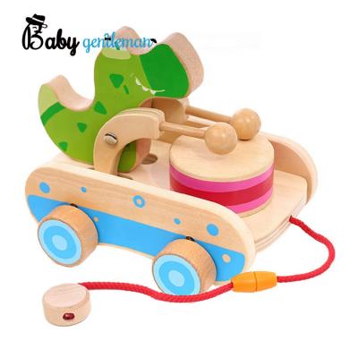 China Handsome Plywood+solid wood+rope Crocodile Hot Sale Wooden Kids Push Toys With Customize Z05118C for sale