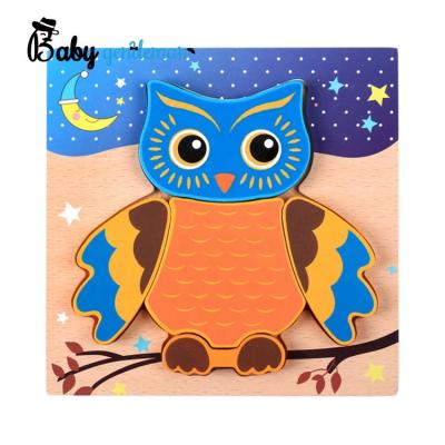 China Cartoon Toy Best Sale 3d Wooden Owl Jigsaw Puzzle With Customize Z14043D for sale