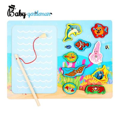 China Wooden Interesting Educational Toys Wooden Magnetic Fishing Equipped With Magnetic Fishing Rods Z01407A for sale