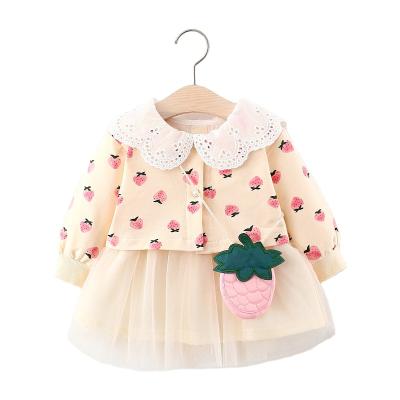 China Two-piece children's clothing wholesale new spring version casual lace long-sleeved girls suit Korean cartoon children for sale